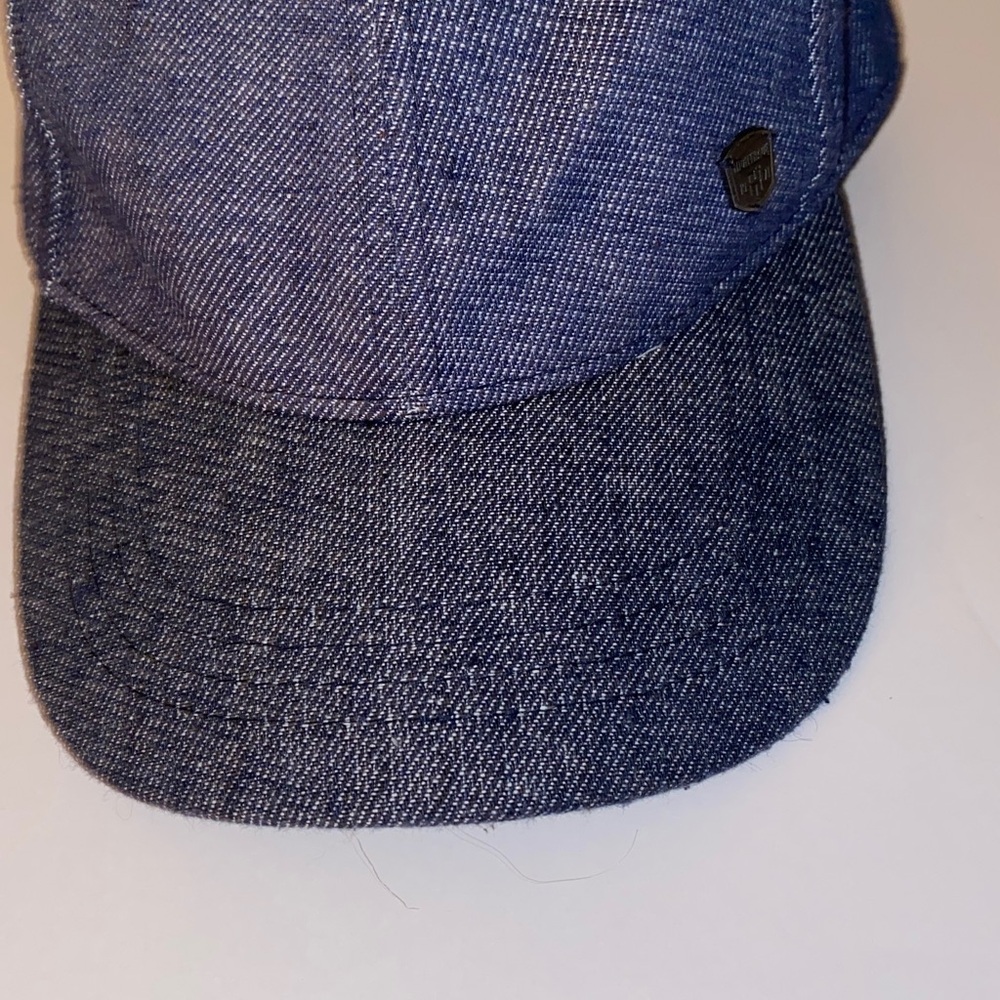 OVS Denim Six Panel Leather Adjustable Hidden Band Baseball Cap Size OS - Picture 3 of 7